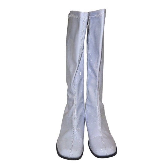 ELLIE white Patent tall 3in block heel GO GO  BOOTS WOMEN’S size XL 10 11 - Picture 10 of 14